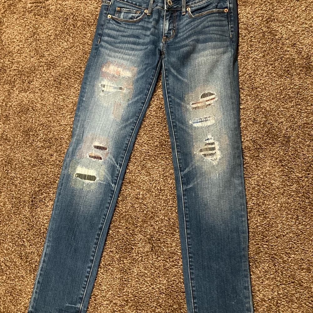 American Eagle Outfitters Blue Distressed Skinny Jeans